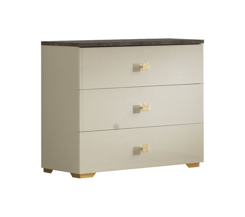 Commode 3 Tiroirs Coloris Crème Et Bronze - Panaca