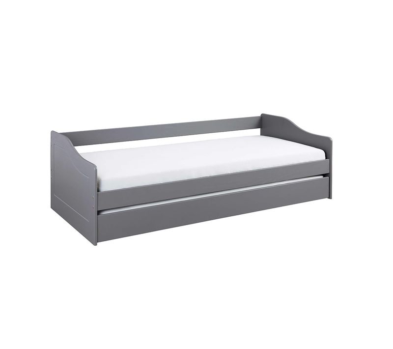 Lit Gigogne 90x200cm En Pin Massif Coloris Gris - Cantari
