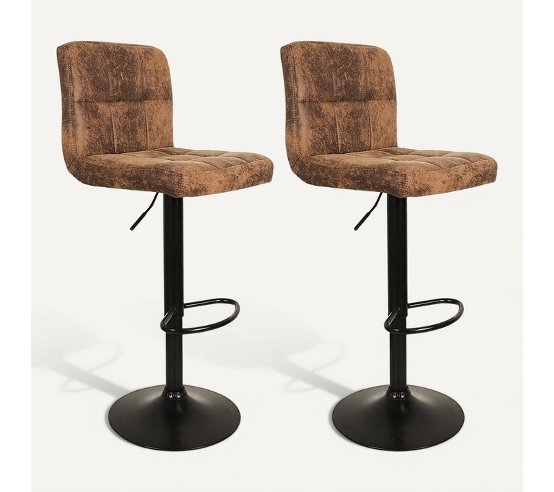 Julio - Lot De 2 Tabourets Simili Marron Camel