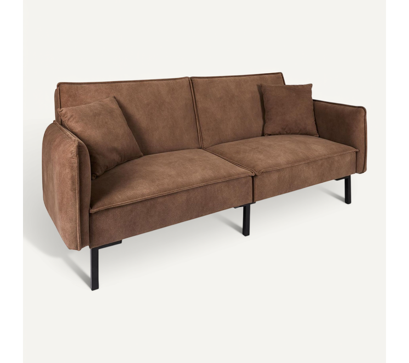 Canapé Convertible Bois D'eucalyptus Tissu Marron - Flip