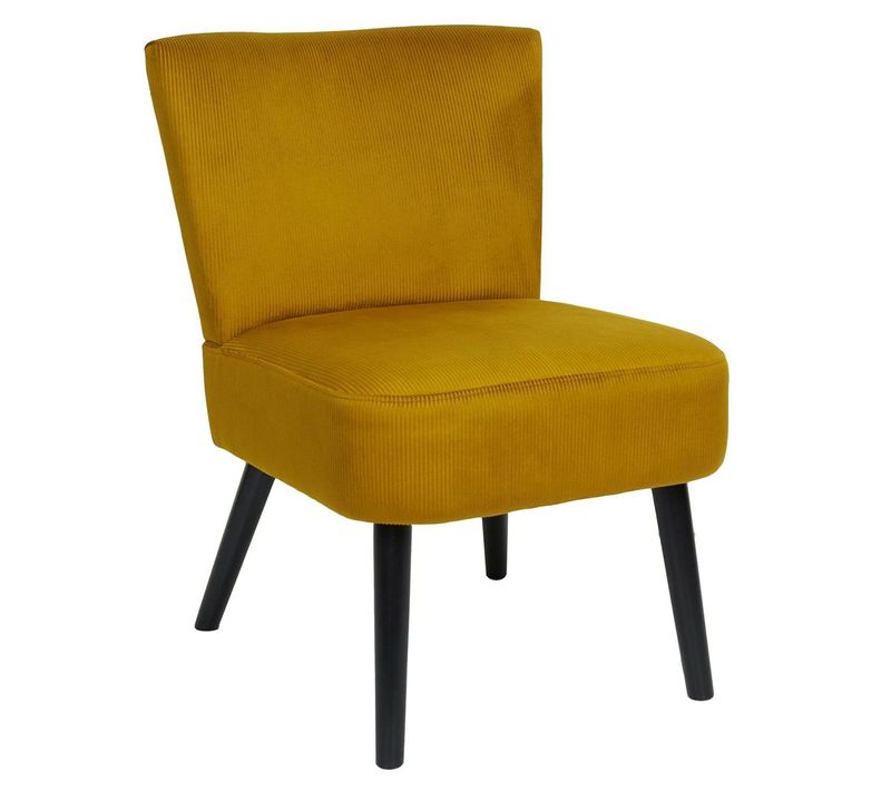 Fauteuil Crapaud En Velours Côtelé Ocre - Konae