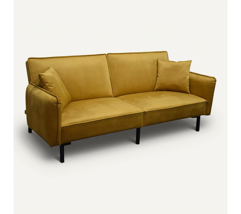 Canapé Convertible Bois D'eucalyptus Velours Ocre - Konae