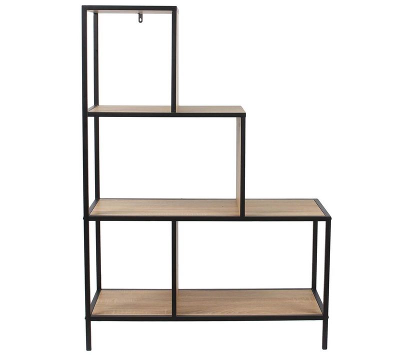 Lot De 2 Etagères Escalier 4 + 5 Niveaux Aspect Bois Et Métal Noir - Endis