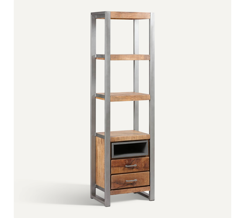 Palissa - Etagère Multi-rangements Bois Et Acier Patiné
