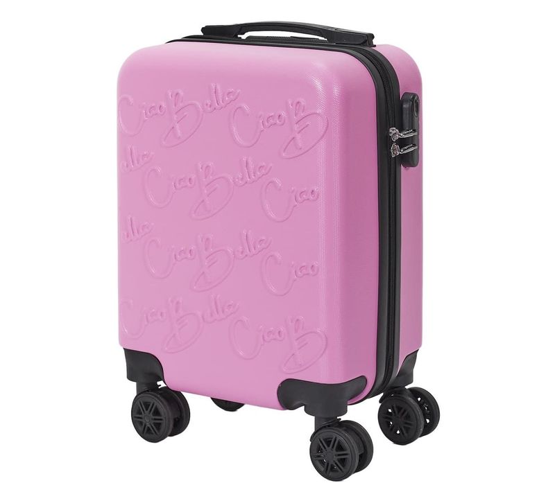 Valise Cabine Embossée Rose 29l Avec Coque Rigide Abs, Roues Pivotantes 360°, Cadenas à Code, Poign