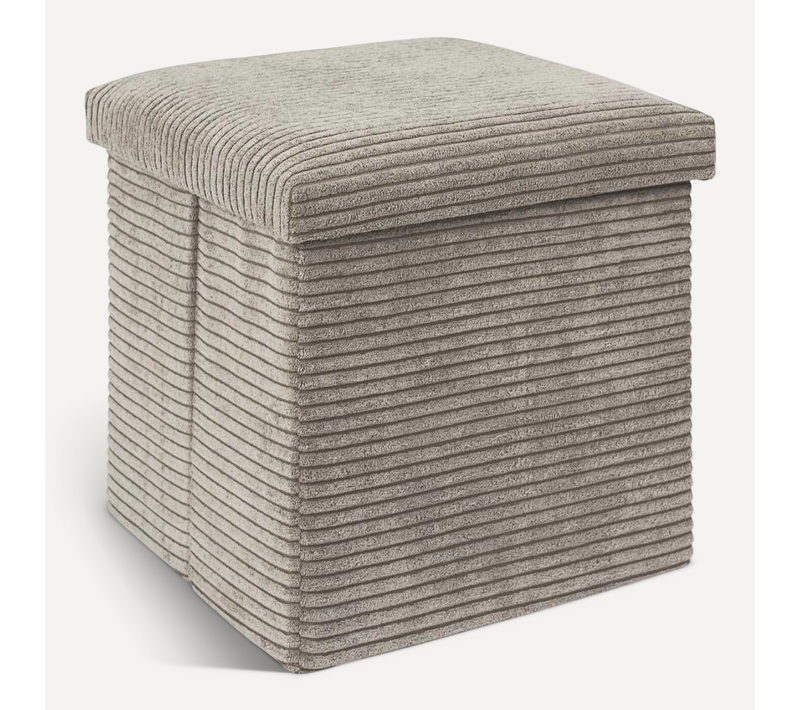 Pouf Coffre Pliable Côtelé Taupe 38x38 Cm - Amory