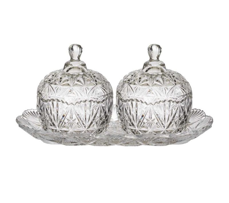 Duo De Bonbonnières Sur Plateau En Verre 145cl - Envia