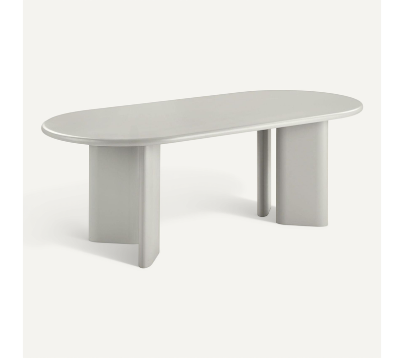 Table à Manger Ovale Sable 220 Cm - Design Minimaliste, Pieds Obliques Alberta