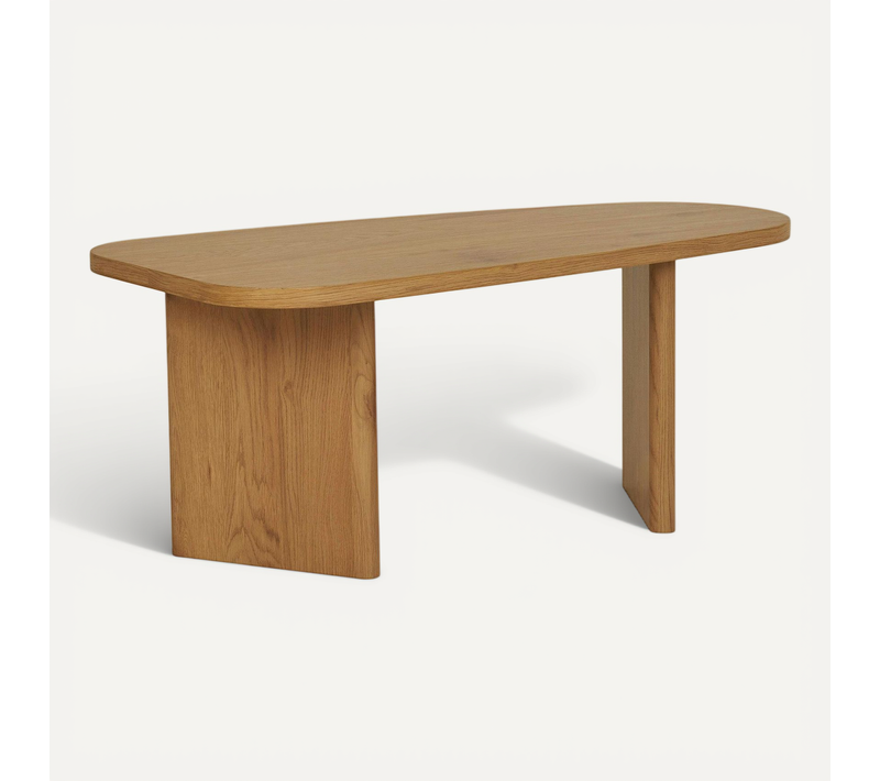Table Basse Design - Pieds Larges, Effet Chêne Blond Tartu
