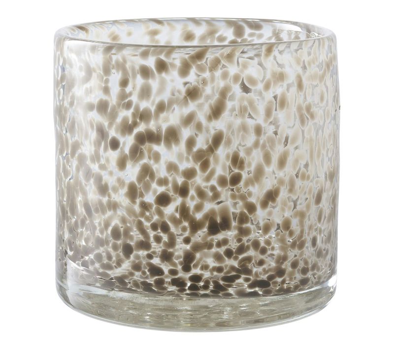 Bougeoir Rond En Verre Moucheté Brun