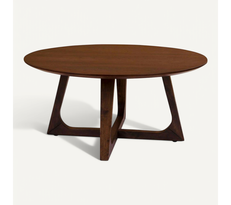 Table Basse Ronde Vintage Placage Noyer Lillehammer