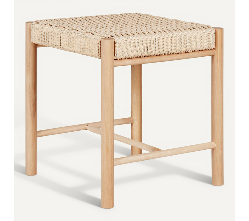 Tabouret Bas Carré En Bois Clair Et Corde Tressée Tallinn