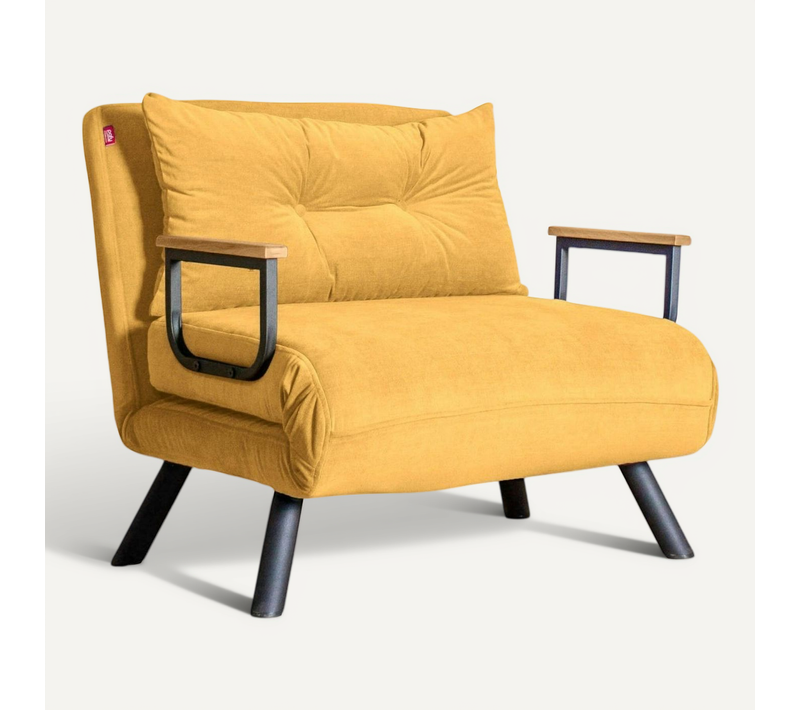 Fauteuil Convertible Moutarde - Coussin Assorti Modi