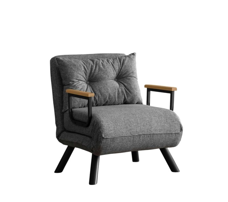 Fauteuil Convertible Gris Clair - Coussin Assorti Modi