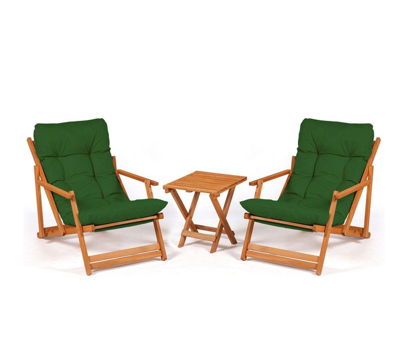 Salon Jardin Détente Vert - 2 Assises Confort Sora