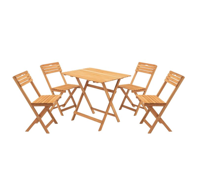 Salon De Jardin Balcon - Pliant, Bois Massif (5 Pièces) Sora