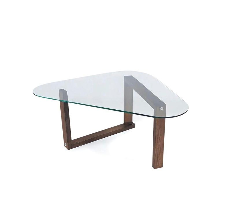 Table Basse En Verre Forme Triangulaire - Pied Labyrinthe Anzio