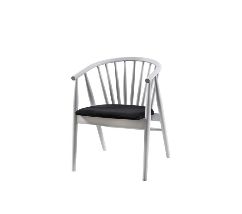 Chaise Blanche à Barreaux - Velours Noir Tena
