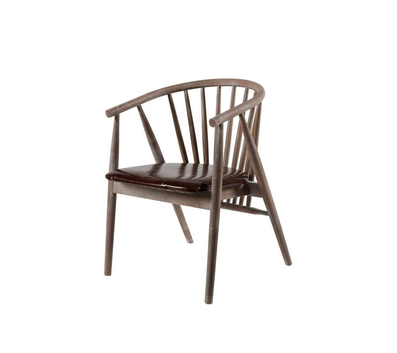 Chaise à Barreaux En Bois Brun - Assise Assortie Tena