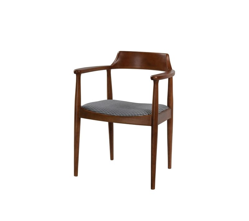 Chaise Ronde Avec Accoudoirs - Assise Pied-de-poule Tena