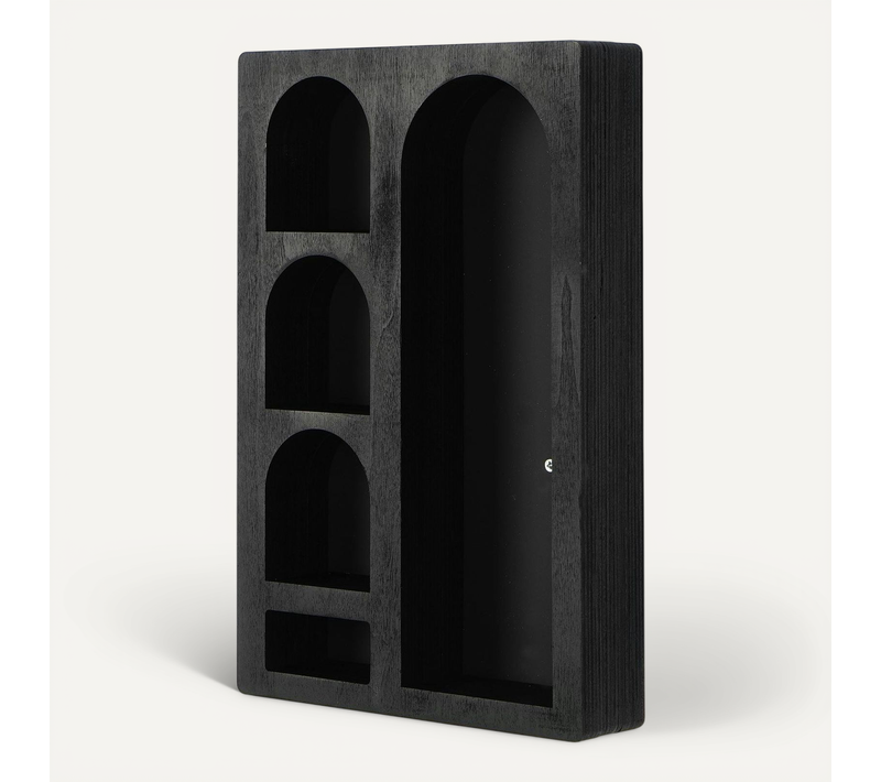 Etagère Murale Noire Décorative - 5 Niches Aviala