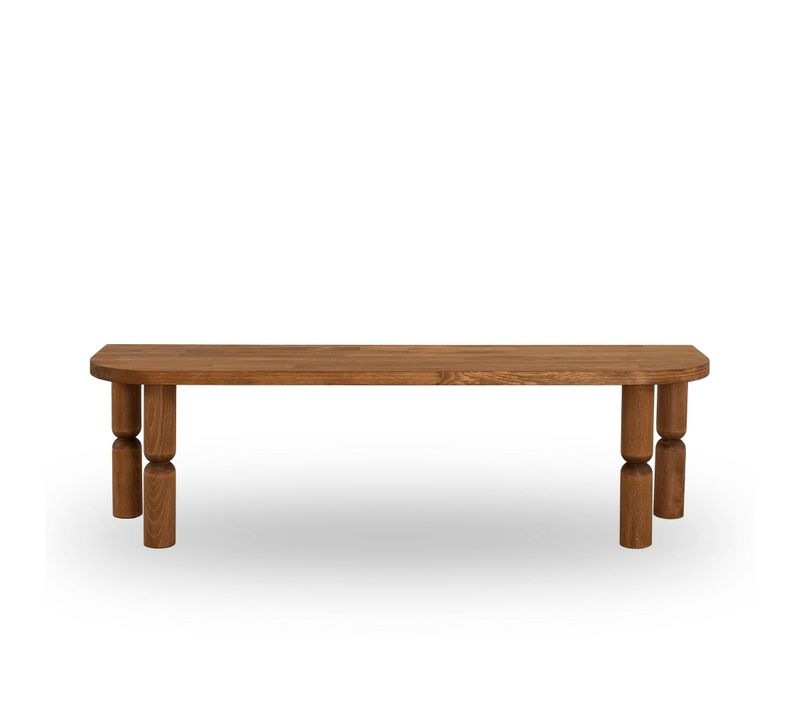 Banc TV En Bois Marron - Pieds Tournés, 140 Cm Boma