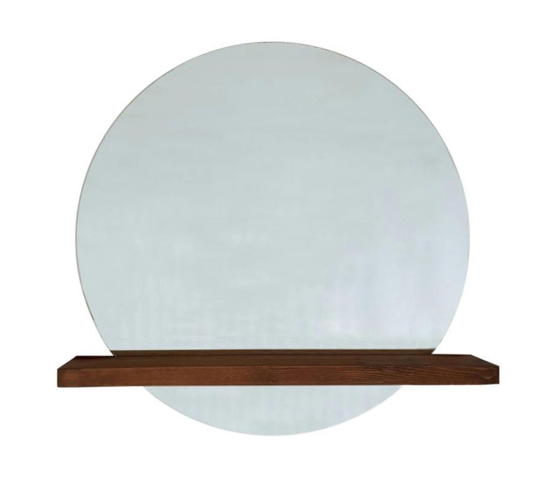 Miroir Rond Avec étagère En Bois Brun Hilo