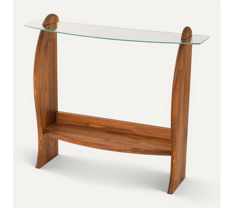 Console D'entrée Vintage - Bois Brun, Verre Anzio