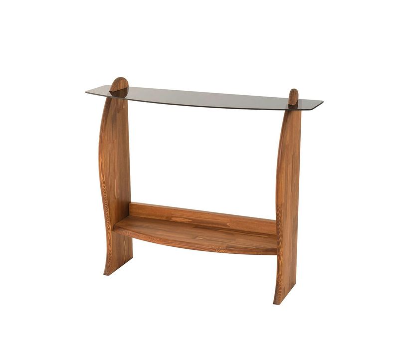 Console D'entrée Vintage - Bois Brun, Verre Teinté Anzio