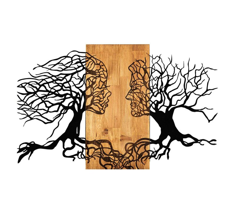 Décoration Murale Chambre – Visages Stylisés Métal Et Bois