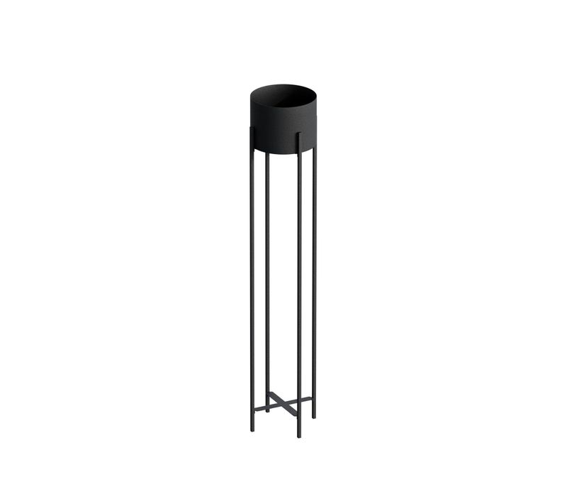 Cache-pot Sur Pied En Métal Noir – Style Moderne, 108 Cm