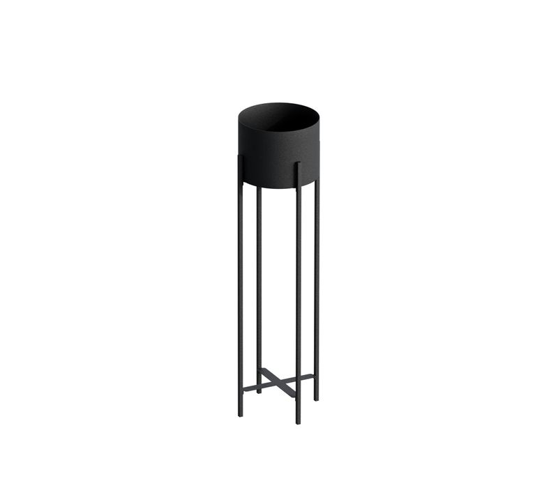 Cache-pot Sur Pied En Métal Noir – Style Moderne, 78 Cm