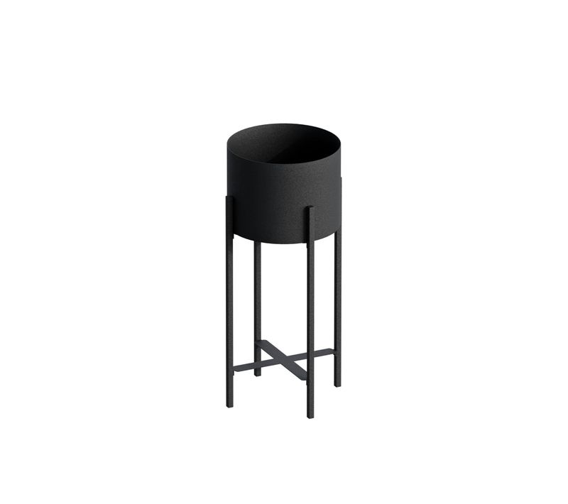 Cache-pot Sur Pied En Métal Noir – Style Moderne