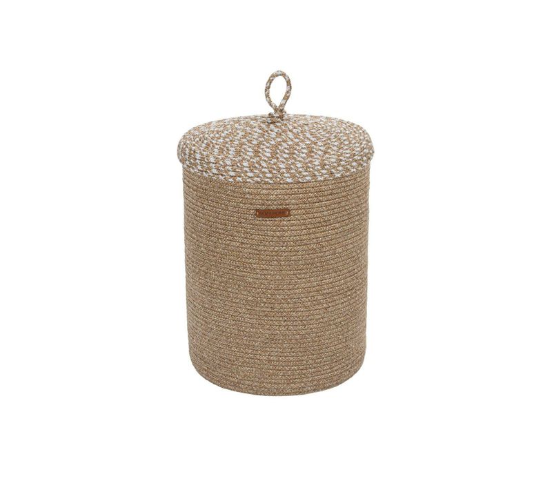 Panier De Rangement Rond – Beige, Avec Couvercle Izmir