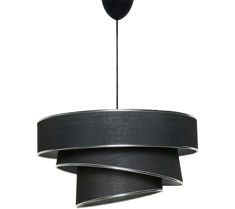Suspension Design Noir Et Argent - Abat-jour Triple Zurich
