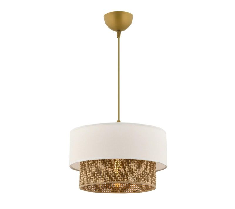 Suspension Blanche - Double Abat-jour Avec Tressage Zurich