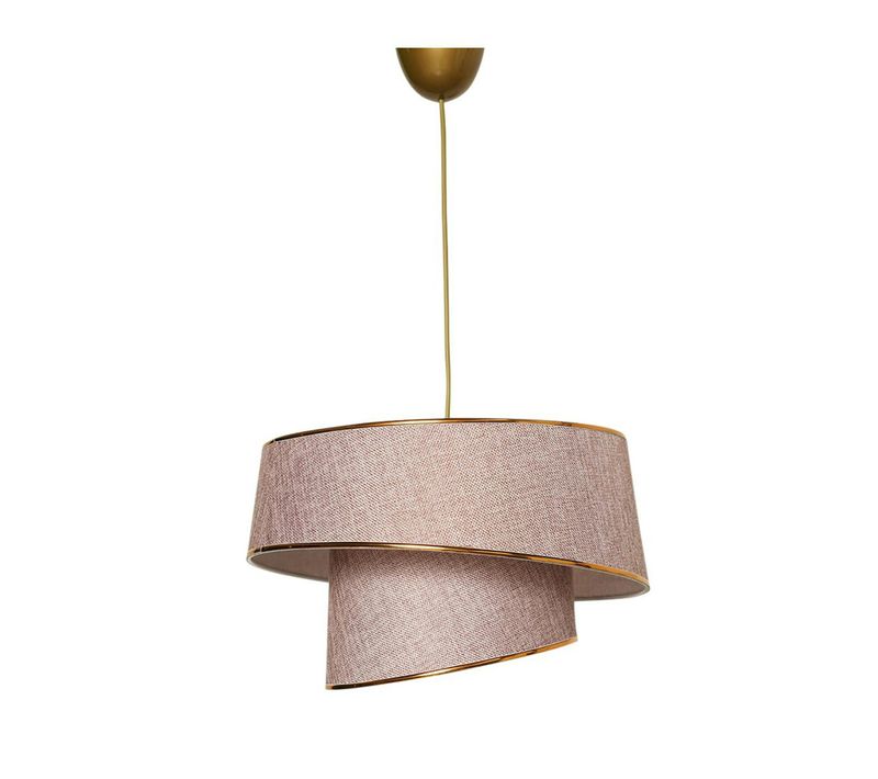 Suspension Moderne En Tissu - Abat-jour Liseré Doré Zurich