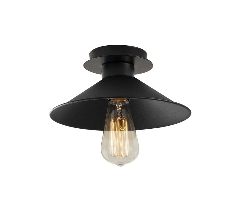 Plafonnier Vintage Noir - Métal, Forme Conique Urla