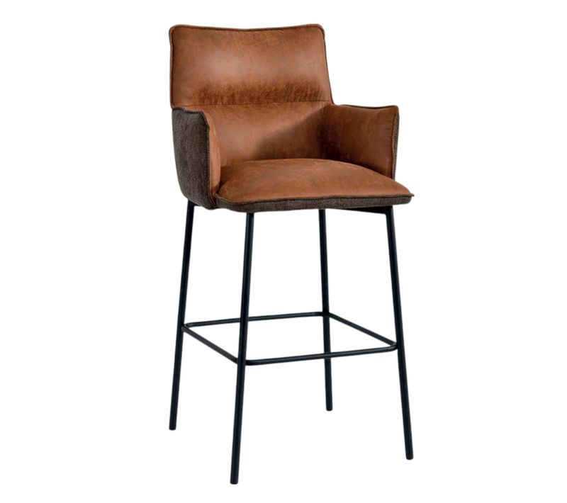 Tabouret Bar Bi-matière Marron Avec Dossier (lot De 2) Kerala