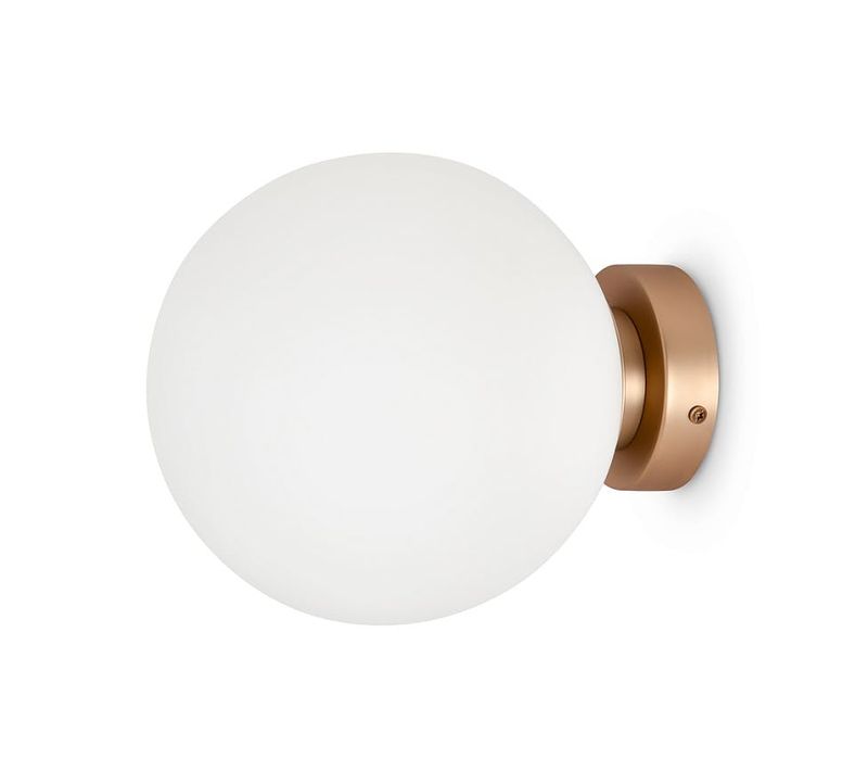 Applique Globe Verre Dépoli - Blanc et Doré, 20 Cm Deltona