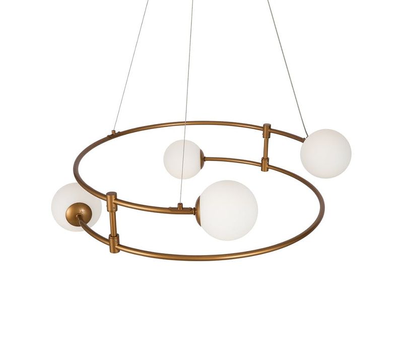 Suspension Moderne - 4 Globes Sur Structure Spirale Deltona