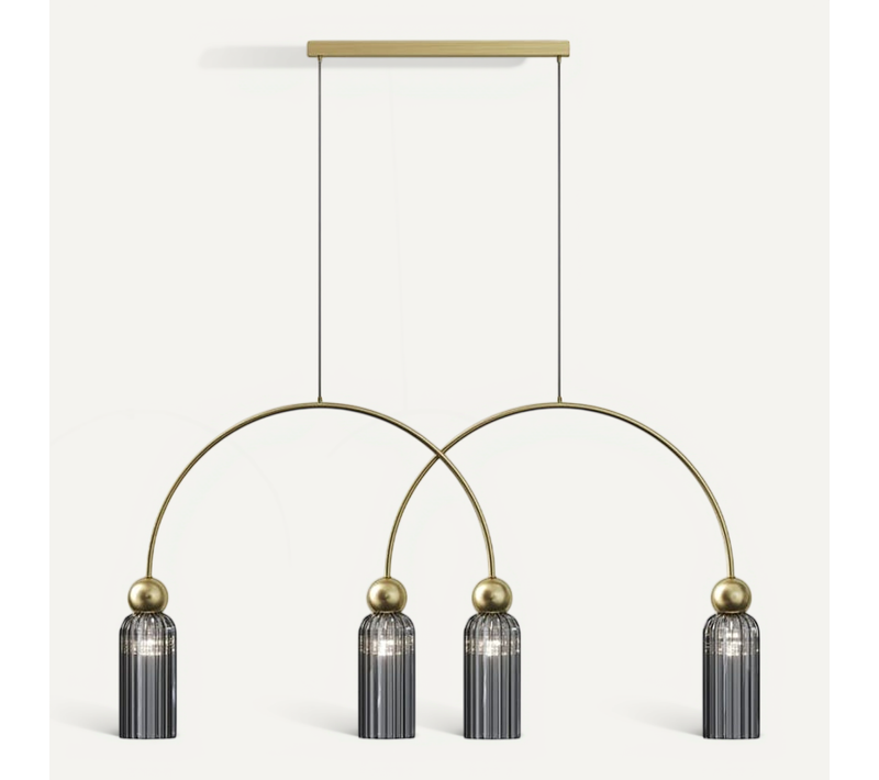 Suspension Moderne Double Arche - Verre Gris Fumé Solana
