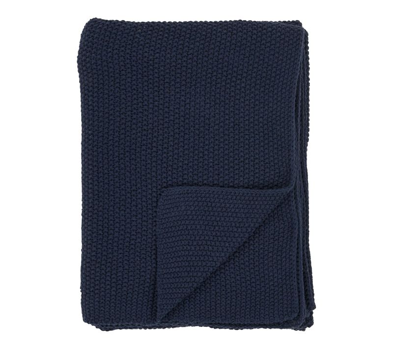 Plaid Canapé Bleu Marine - Maille De Coton Recyclé Fallon