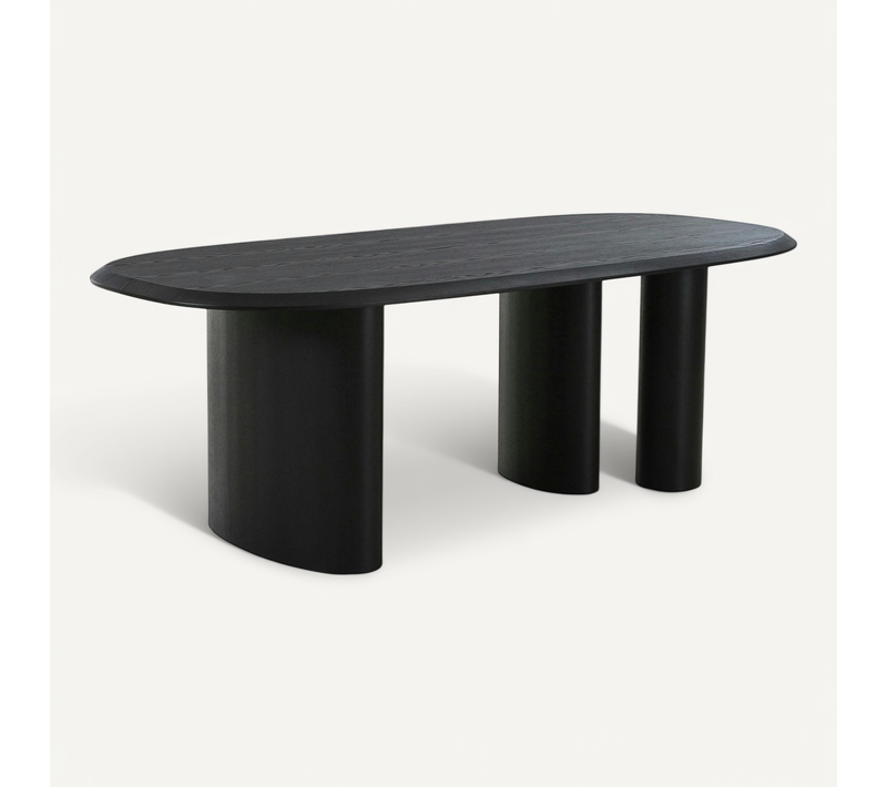 Table Moderne Noire à 3 Pieds Design 220 Cm Alberta