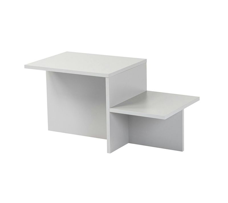 Table Basse Moderne Grise - Effet Laqué, 2 Niveaux Marfa