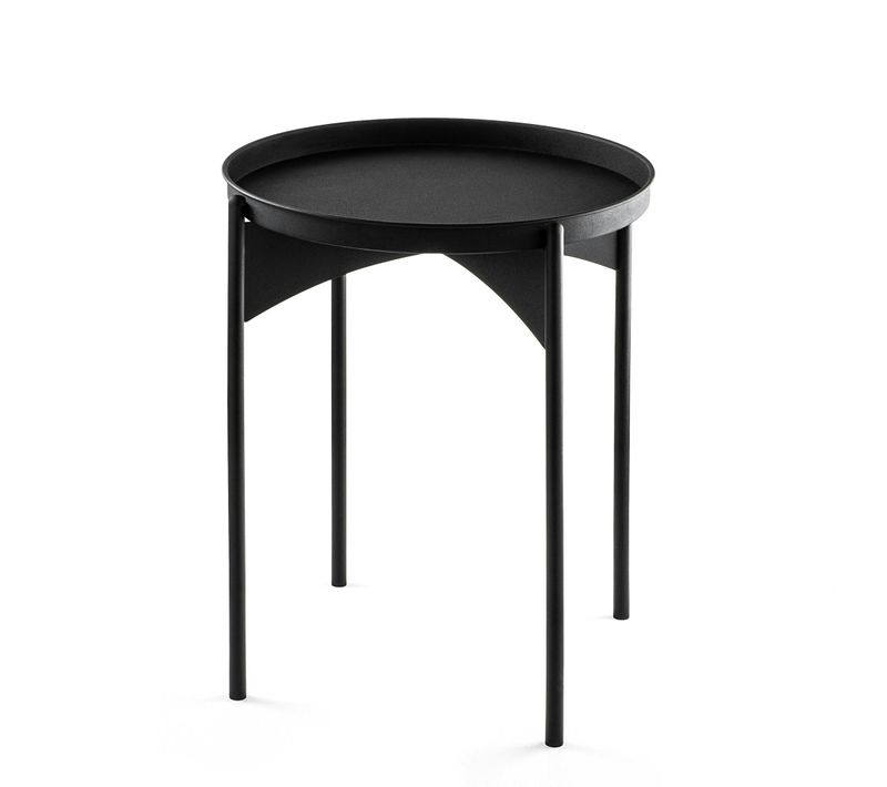 Petite Table Ronde Noire Design et Plateau Assorti Sfax