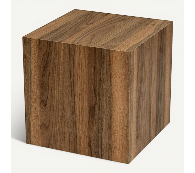 Bout De Canapé Cube Effet Bois De Noyer - Style Design Marfa