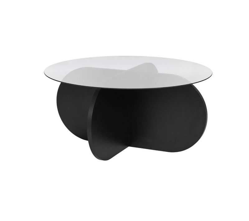 Table Basse Verre Fumé - Pied En Croix Effet Bois Noir Salta