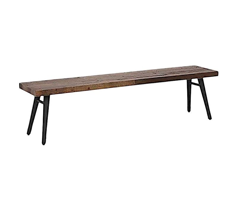 Banc De Table Bois Recyclé Piètement Noir 140 Cm Adélaïde
