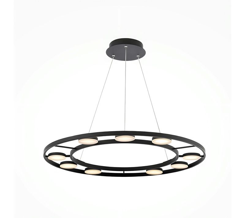 Suspension Moderne Chandelier – 9 Disques Noirs Ocala